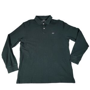 Vineyard Vines Polo Shirt Mens Medium Green Long Sleeve Whale Logo